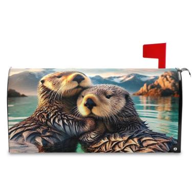 Imagem de Lontras marinhas animal linda primavera capa magnética caixa de correio envoltórios de inverno decorações decorativas para casa para caixas de correio, tamanho padrão 53 x 45 centímetros