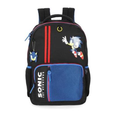 Imagem de Mochila de Costas Sonic Ouriço Escolar Meninos Passeio - Luxcel, Preto