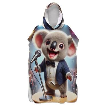 Imagem de TSENQUE Roupão para trocador de poncho de surfe fofo coala vívido para Adul Plus Size homens mulheres poncho com capuz praia moletom toalha natação