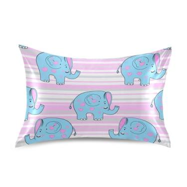 Imagem de Imagem Elefantes Corações Rosa Cetim Fronhas Bonito Arte Refrescante Padrão Queen King Size Travesseiros Tamanho Padrão 66.0 cm x 50.8 cm