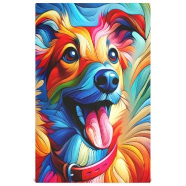 Imagem de Joisal Toalhas de prato coloridas de inverno com estampa de cachorro para decoração de cozinha toalhas de mão de chá fofas panos de prato reutilizáveis absorventes 45 x 71 cm, 4 pacotes com 4