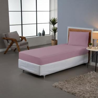 Imagem de Jogo de Lençol Solteiro Dia a Dia 2 Peças Percal 180 Fios Liso 80% Algodão 20% Poliéster (Rosê)