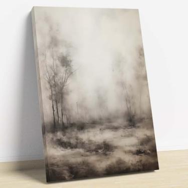 Imagem de Dthllay Impressão de floresta vintage paisagem vintage arte de parede imagem neutra pintura abstrata floresta natureza paisagem arte de parede para sala de estar decoração de casa moldura de madeira