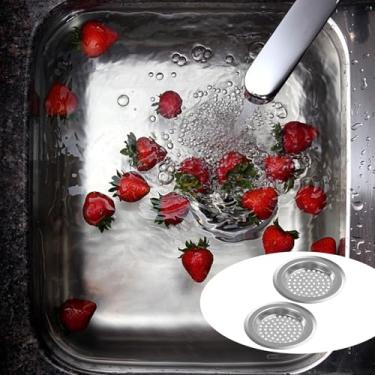 Imagem de 2 peças de filtro de pia de aço inoxidável de 75 mm, protetor de ralo para cozinha/banheiro e banheira