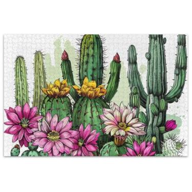 Imagem de Quebra-cabeça tropical de flores de cactos 500 peças para adultos com estampa animal fofo cena de outono amigos família presentes de jogo