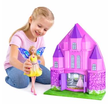 Imagem de Castelo de Princesa GRANDE, com Boneca Fada, Casa de Bonecas, 46cm de Altura, Kit Completo, Boneca Com Luz e Som, Brinquedo menina