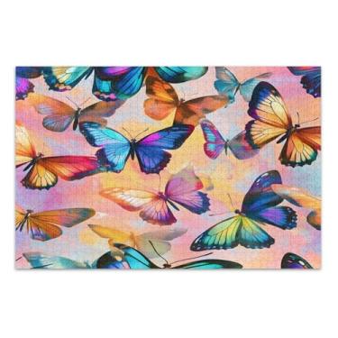 Imagem de Quebra-cabeça borboletas neon 500 peças, quebra-cabeças legais com letras na parte de trás