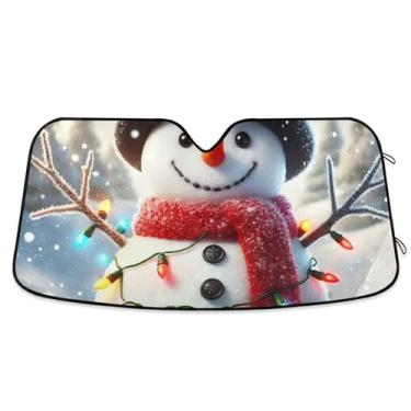 Imagem de Toldo de sol fofo e doce boneco de neve para para-brisa de carro engraçado universal retrátil óculos de sol para janelas dianteiras floral automotivo M, 139,7 cm x 70,1 cm