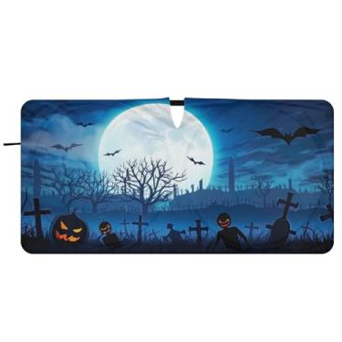Imagem de Guarda-sol gótico para o dia das bruxas personalizado para para-brisa capa de para-brisa automotiva dobrável protetor solar, 76,2 cm x 149,9 cm