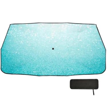 Imagem de Guarda-sol azul claro brilhante brilhante para para-brisa de carro cobertura completa para-sol para-brisa carro SUV 147.3 cmx75.4 cm