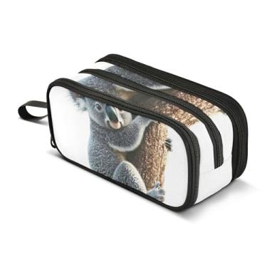 Imagem de Estojo para lápis com zíper e árvore de urso coala, bolsa para lápis para sala de aula, bolsa de armazenamento de lápis de animais, artigos de papelaria, organizador infantil material escolar