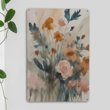 Imagem de Placa de estanho botânica vintage impressão boho floral decoração de parede mudo impressão floral para casa fazenda, sala de estar, decoração de quintal, presentes de aniversário de inauguração de