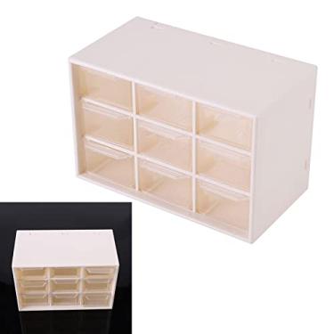 Imagem de GLOGLOW Caixa de Armazenamento Com 9 Treliças, Caixa de Armazenamento de Cosméticos para Joias, 18cm, Transparente, Portátil, Gaveta de Mesa de Plástico Montável na Parede Nan (Branco)