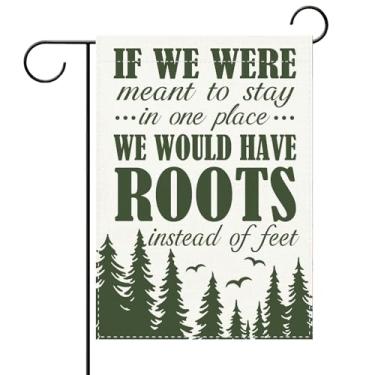 Imagem de Terkki Bandeira decorativa de jardim com citação inspiradora para caminhadas na natureza, aventura motivacional, pássaro, pequeno quintal, decorações externas, estopa de fazenda, decoração de casa ao