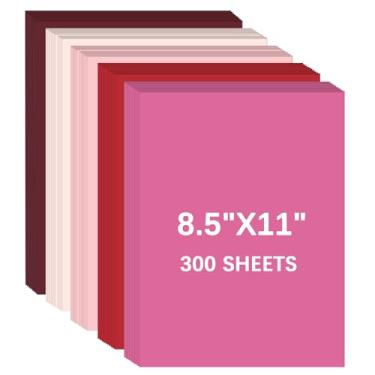 Imagem de 300 folhas de cartolina rosa 21 x 27 cm, 5 cores rosas, sortidas, papel de impressora para scrapbook, artesanato DIY, confecção de cartões (180 g/m²)