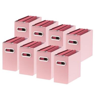 Imagem de Organizador de arquivos Oterri, pacote com 8, rosa, dobrável, 31x13x25