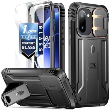 Imagem de Poetic Capa Revolution para OnePlus 15R 5G, [capa de câmera deslizante], [teste de queda de grau Mil-5], capa robusta de camada dupla à prova de choque com suporte, preta