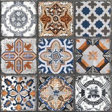 Imagem de LACHEERY Papel de parede para cozinha Backsplash papel de parede boho azulejo para cozinha traseira papel de parede para banheiro impermeável azulejos mediterrâneos vintage rolo de papel de contato