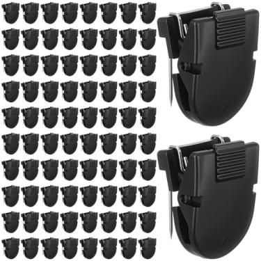 Imagem de MAQUITA 80 clipes de cubo para paredes de tecido, clipes de plástico de aço inoxidável, ganchos de cubículo, pinos de parede de painel de tecido para pendurar fotos, notas, memorandos, cabos de dados