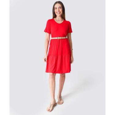 Imagem de Vestido Feminino Manga Curta Marisa-75114, Vermelho, G