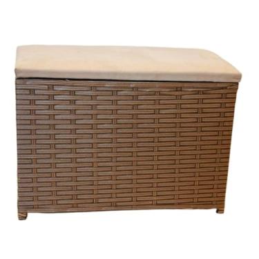 Imagem de Puff Baú Organizador 80 Litros Assento Suede Fibra Sintética Quarto Decorativo(CAPPUCCINO/MARROM) (ARGILA BEGE)