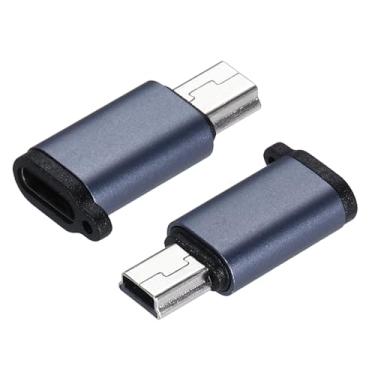 Imagem de 2 peças de adaptador USB C para mini USB, USB C fêmea para mini USB macho adaptador conversor para laptop, PC, telefone, carro