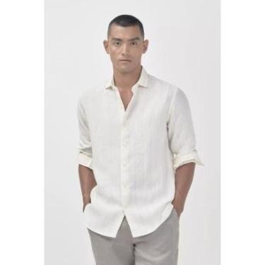 Imagem de Camisa Reserva Roma Linho Branca Listrado-Masculino