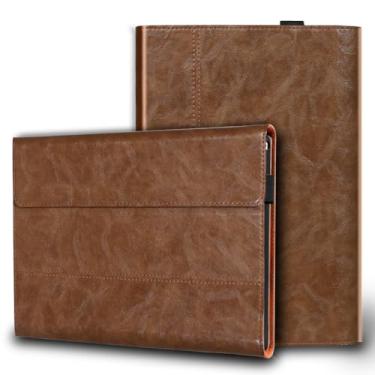Imagem de Gexmil Capa de couro compatível com Surface Pro de 12 polegadas 2025, com suporte para lápis, teclado tipo suporte, fecho magnético, capa de negócios de portfólio multiângulo, cáqui