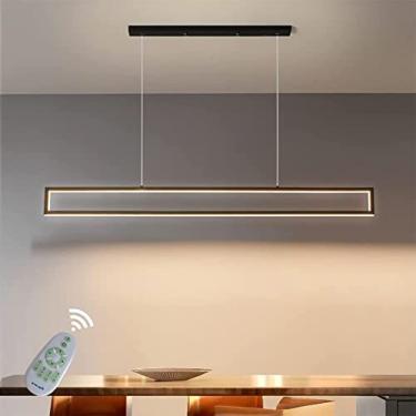 Imagem de Candeeiro Pendente LED Para Mesa De Jantar, Candeeiro Suspenso Regulável Para Sala De Jantar, Candeeiro Suspenso Para Sala De Estar, Quarto, Candeeiro De Teto Ajustável Em Altura Retangular, Preto