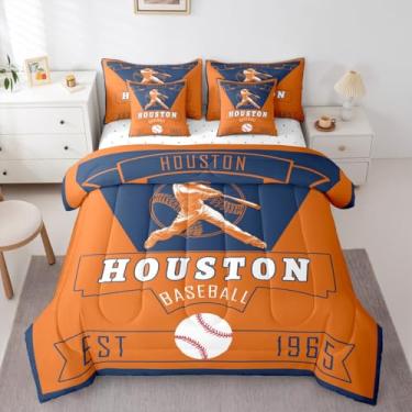 Imagem de Feelyou Jogo de edredom queen de beisebol com 7 peças, decoração de quarto de jogos, microfibra leve e macia