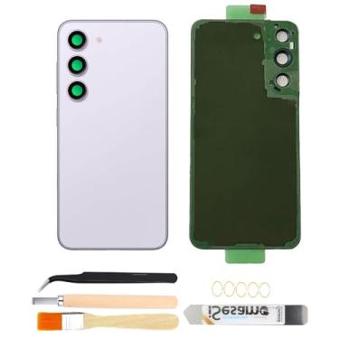 Imagem de Yuntunele Substituição da capa traseira traseira para Galaxy S23 com lente de câmera pré-instalada + ferramentas + pré-adesivo para Samsung Galaxy S23 SM-S911 Todas as operadoras (Roxo)