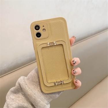 Imagem de IRTGFG Capa de suporte dobrável de metal e couro de luxo para iPhone 16 Pro, capa de silicone à prova de choque (para iPhone 16 Pro/2)