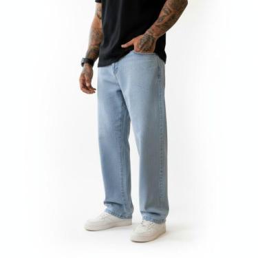 Imagem de Calça Baggy Denim Masculina Balão Larga Premium Dazzling, Jeans claro,