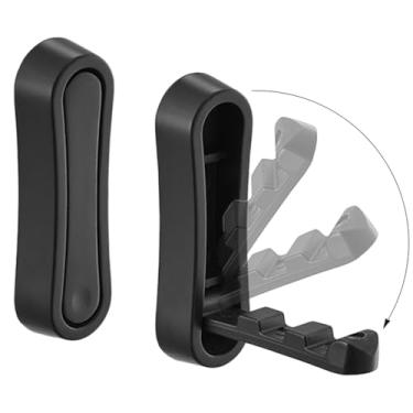 Imagem de XSGTZMJ 2 ganchos dobráveis de liga de zinco, ganchos dobráveis de liga de zinco, ganchos de parede dobráveis individuais para pendurar casacos, toalhas, cachecol, chapéu, roupão, bolsa, bolsa (preto)