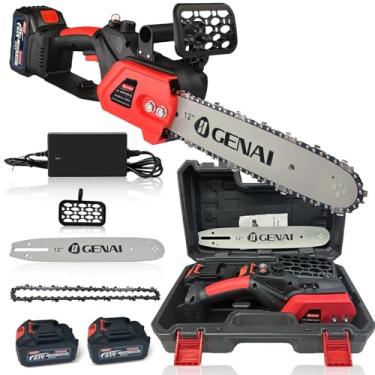 Imagem de Motosserra Elétrica Sem Fio 21V, 12 Polegadas, Motor de Cobre Puro, 1200W, Com 2 Baterias e Carregador