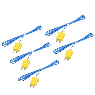Imagem de Generic 5 peças de mini conector termopar tipo K sondas de sensor de temperatura PTFE 1 m -50 a 260°C (-58 a 260.0 °C), azul