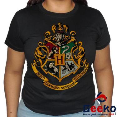 Imagem de Baby Look Hogwarts 100% Algodão Harry Potter Blusa Feminina All Geek, 