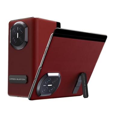 Imagem de LYJSMGZ Capa fina para Huawei Mate X7, com suporte invisível para câmera proteção surround anti-impressão digital, capa de couro vegano, capa à prova de choque, vermelha, Mate X7