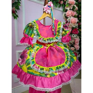 Imagem de Vestido Junino Infantil Pink Rosilda - Estilo Caipira para Festas Juni