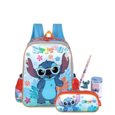 Imagem de Kit Mochila De Costas Stitch E Angel E Estojo Duplo Infantil