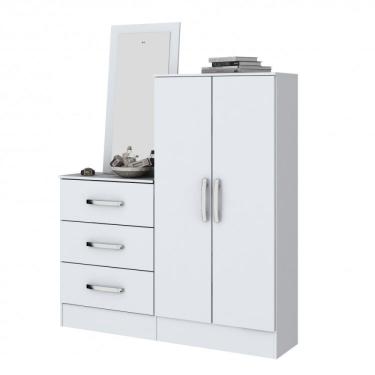 Imagem de Cômoda com Espelho 2 Portas 3 Gavetas Briz Branco