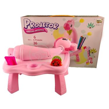 Imagem de Projetor Para Desenho Infantil Mesa Pintura De Projeção Magica Brinquedos Aprendizagem Girafa Rosa