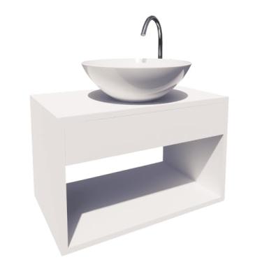 Imagem de Gabinete Armário MDP Banheiro Completo Suspenso Cuba s/Espelho Branco armário de banheiro com cuba