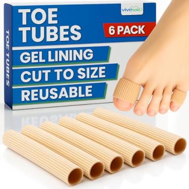 Imagem de ViveSole Protetores de dedos [6 unidades] – Tubo de gel de silicone protetor de dedos – Protetor de almofada de compressão – Capa de bandagem para milho, calos, bolhas, martelo travado, BJJ, corrida, alívio da dor (pequeno)