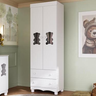 Imagem de Guarda-roupa Infantil 62cm 2 Portas Com Vidro E 2 Gavetas Ternura Multimóveis Mp4476 Branco Branco