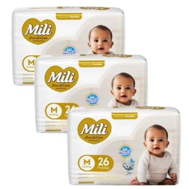 Imagem de Fralda Descartável Mili Love&Care  Tam: M    3 Pacotes c/ 26