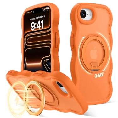 Imagem de Amzfield Capa magnética para iPhone 16e anel de 360°, laranja