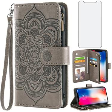 Imagem de Asuwish Compatível com iPhone Xs X 10 10s capa carteira e protetor de tela de vidro temperado couro flip porta-cartão capa de celular para iPhoneX, iPhoneXs, iPhone10 i PhoneX SX 10x 10xs X, feminino,