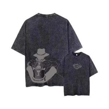 Imagem de Camiseta Vintage Oversized ONE PIECE Para Homens, Estilo Casual, Manga
