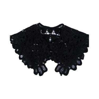 Imagem de Xale o-pescoço boneca gola falsa camisa feminina oco crochê renda gola